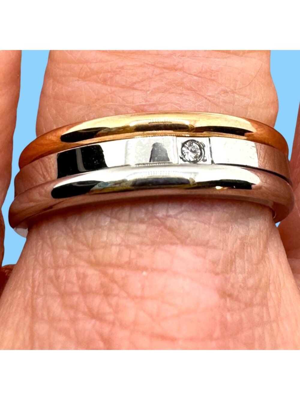 Two-Tone Silver & Rose Gold Stacked Rings With Diamond Accent Sz 9 original pack